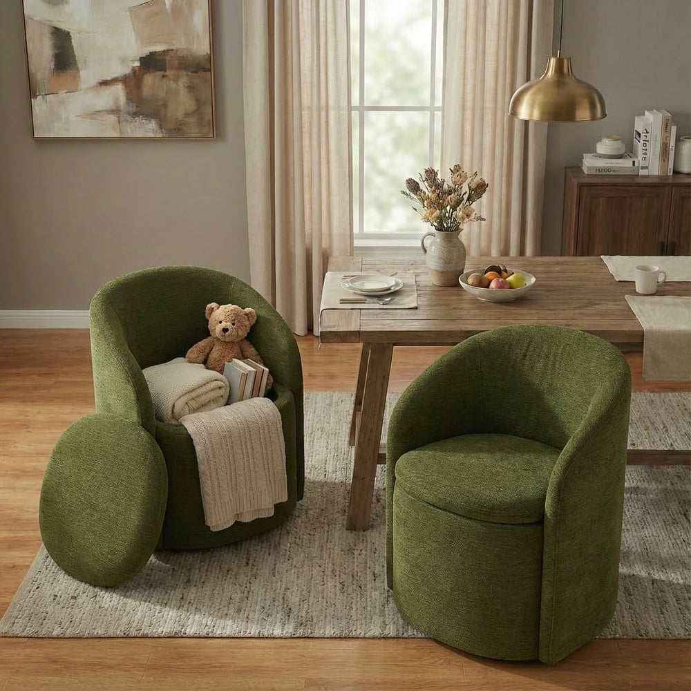 KISLOT Upholstered Dining Chairs with Casters, No Assembly Rolling Modern Din...