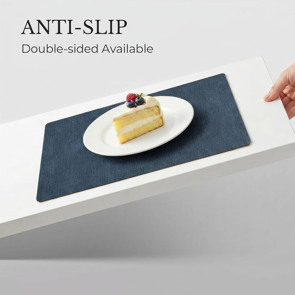 Romanstile Vinyl Placemats Set of 6, Dual-Color Faux Leather Place Mats