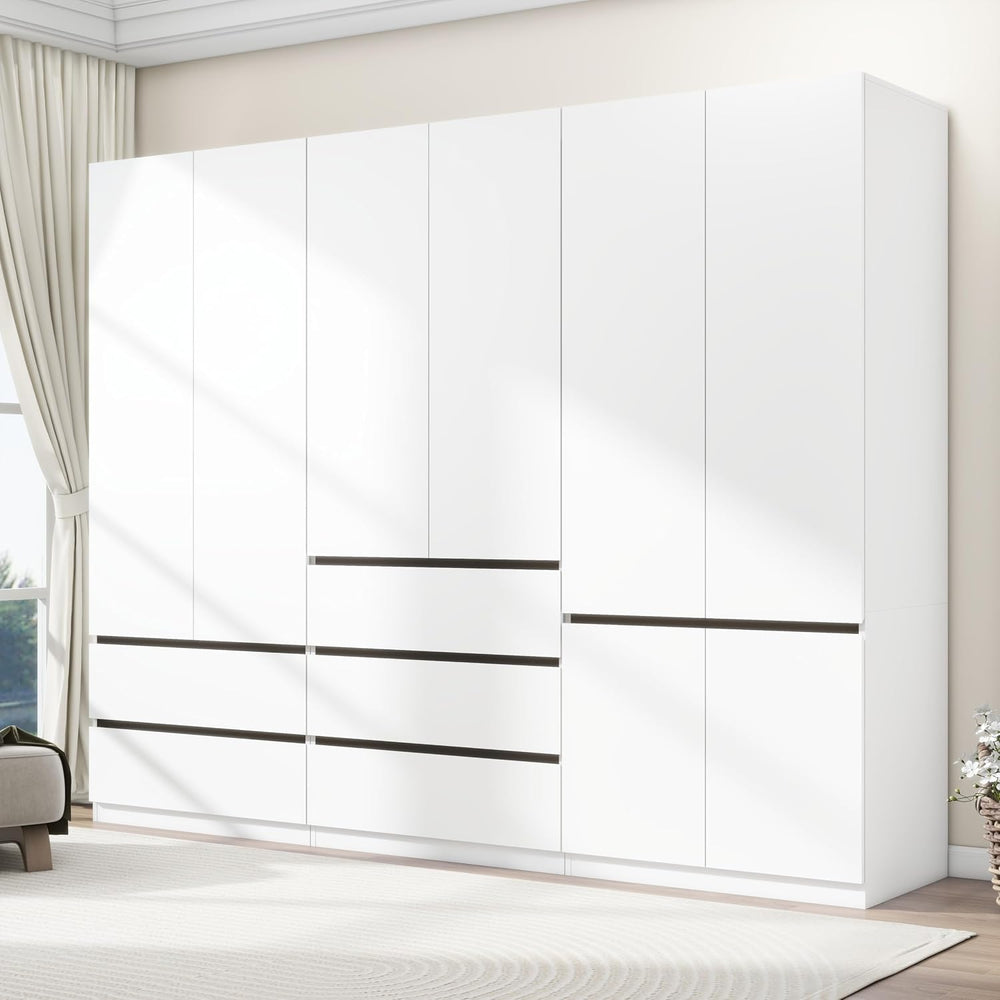 Armoire Wardrobe Closet with Drawers:75" Large White Wardrobe Closet Cab...