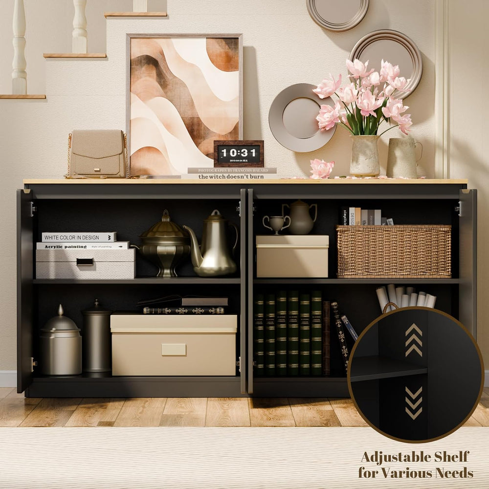63" Fluted Sideboard Buffet Cabinet with Storage,Large Modern Accent cre...