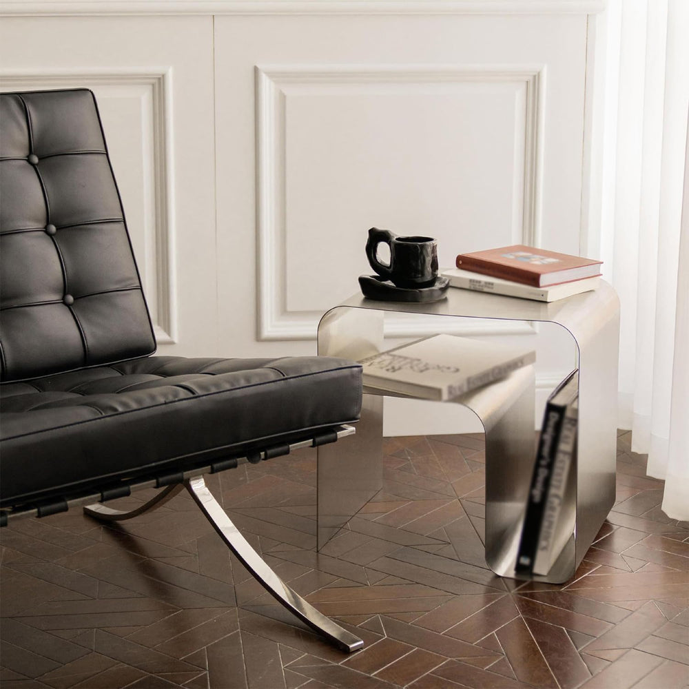 Modern Stainless Steel Side Table,Minimalist Nightstand and Sofa Table Silver...