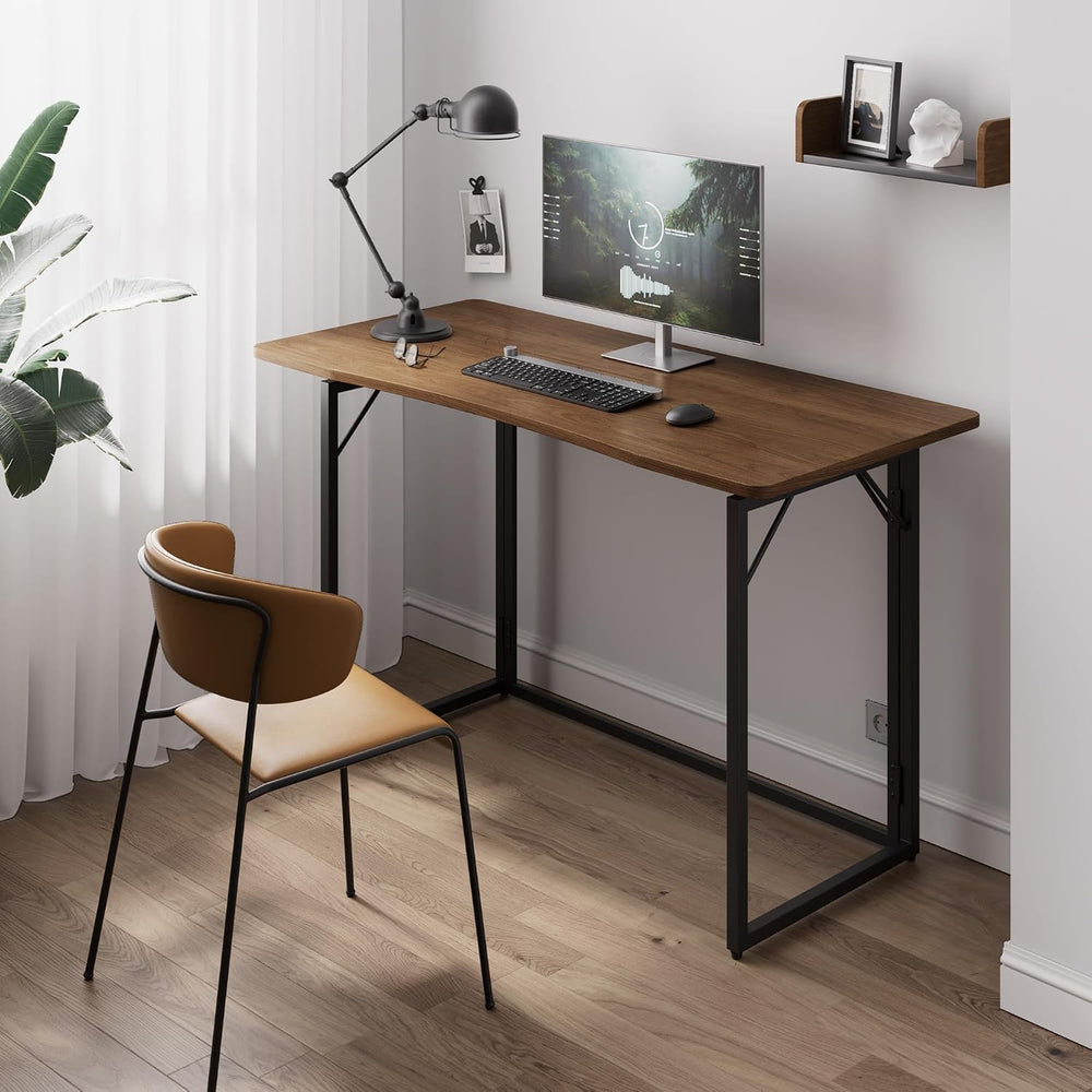 JOYMOOP 47.2" Brown Folding Desk, No Assembly, Wooden Top, Large Size | ...