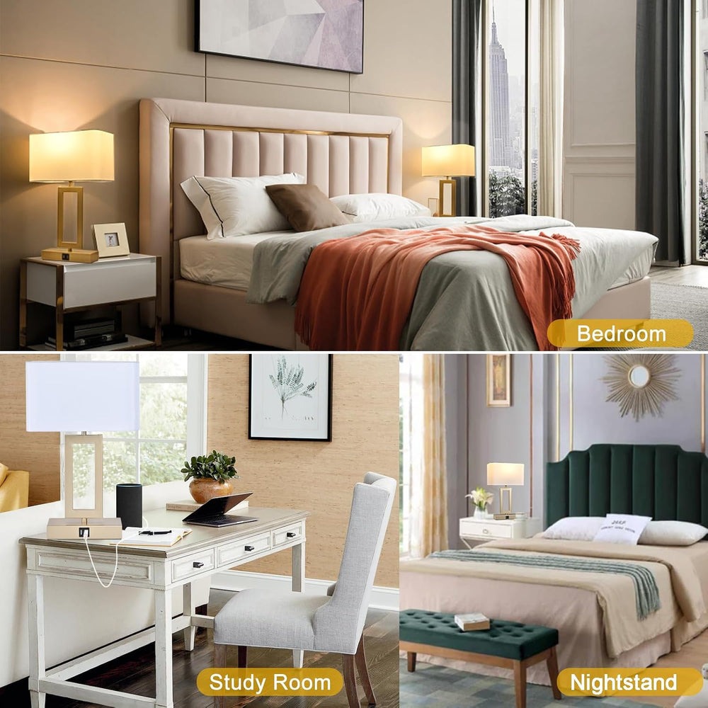BrightWe Set of 2 Table Lamps with Dual USB Ports,Touch Control Bedside Lamps...