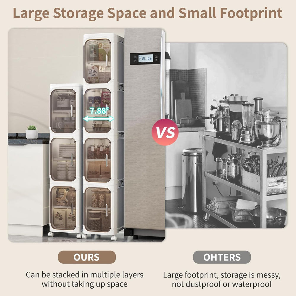 4 Tier Slim Bathroom Storage Cabinet, Foldable and Movable, White | Tools Fre...
