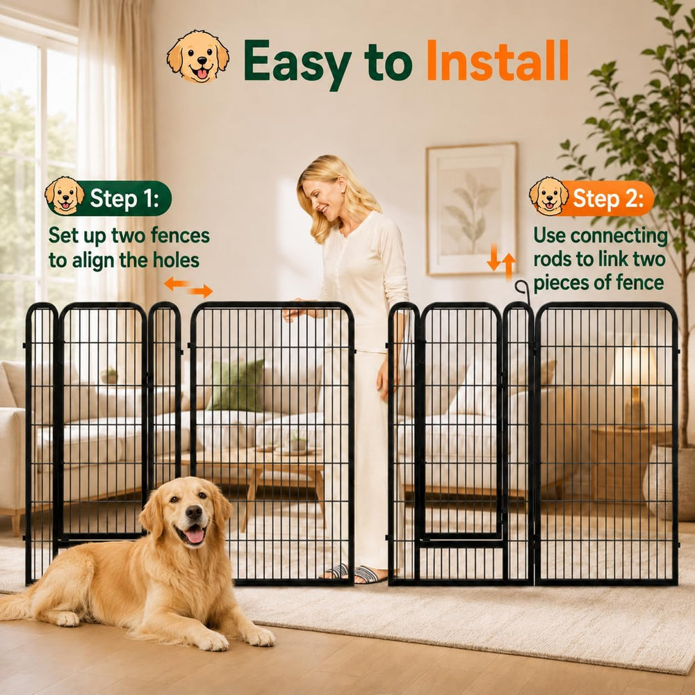 Yaheetech Dog Playpen 47in 6 Panels Pet Fence for Indoor Yard RV Camping