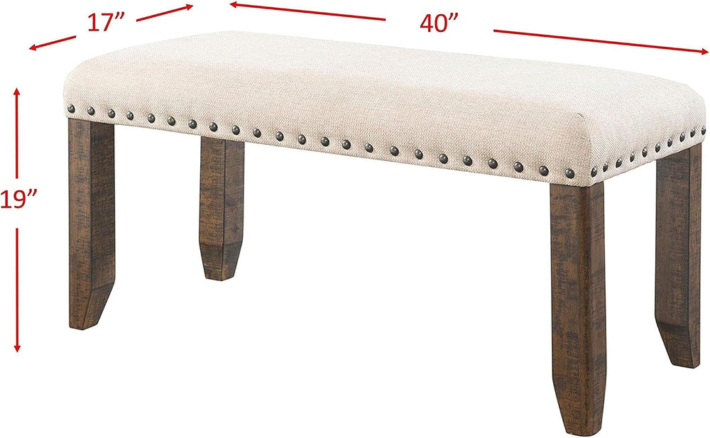 Picket House Furnishings Dex Bench in Smokey Walnut and Cream