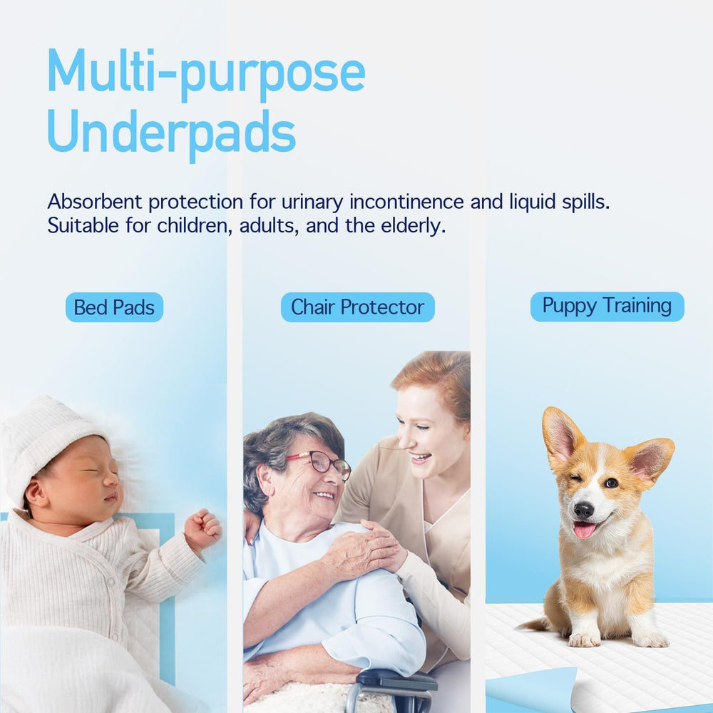 Dynarex Disposable Underpads, 17” x 24”, 1 Case of 300 (3 Boxes of 100)