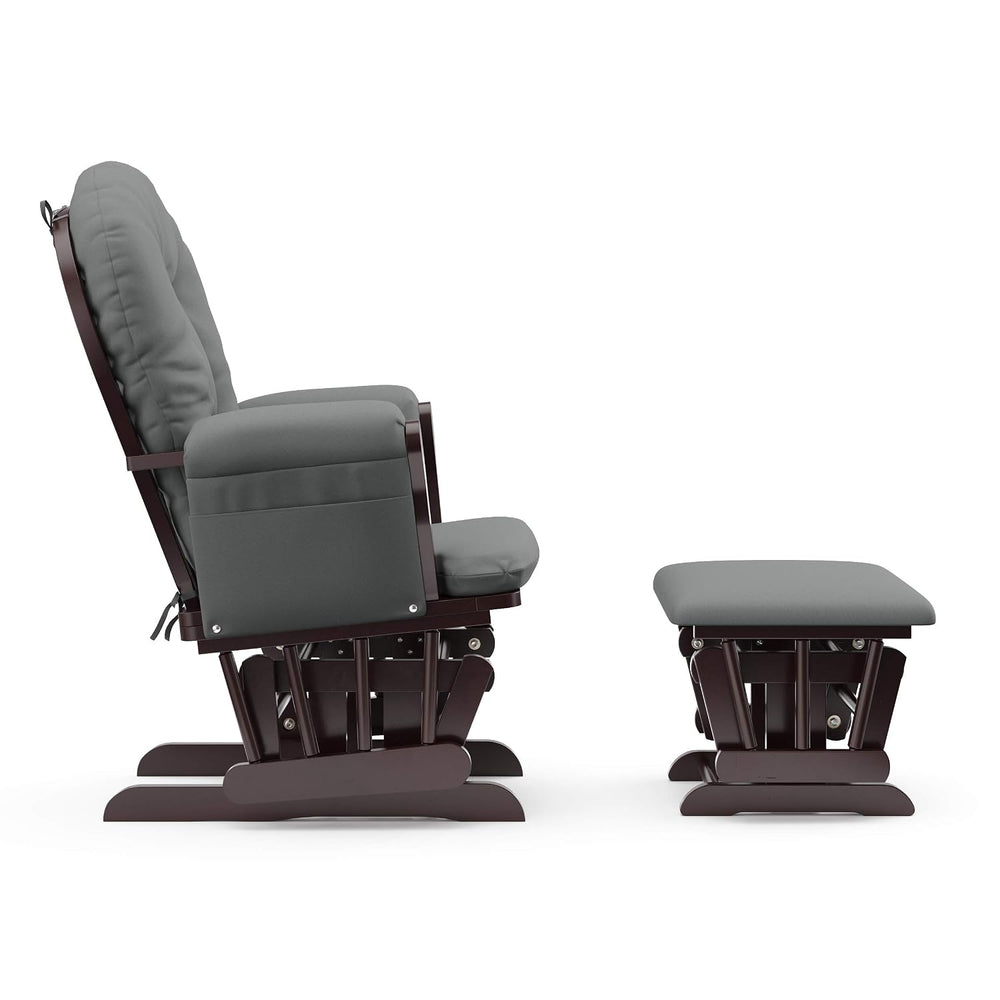 Storkcraft Premium Hoop Glider & Ottoman, Espresso/Gray