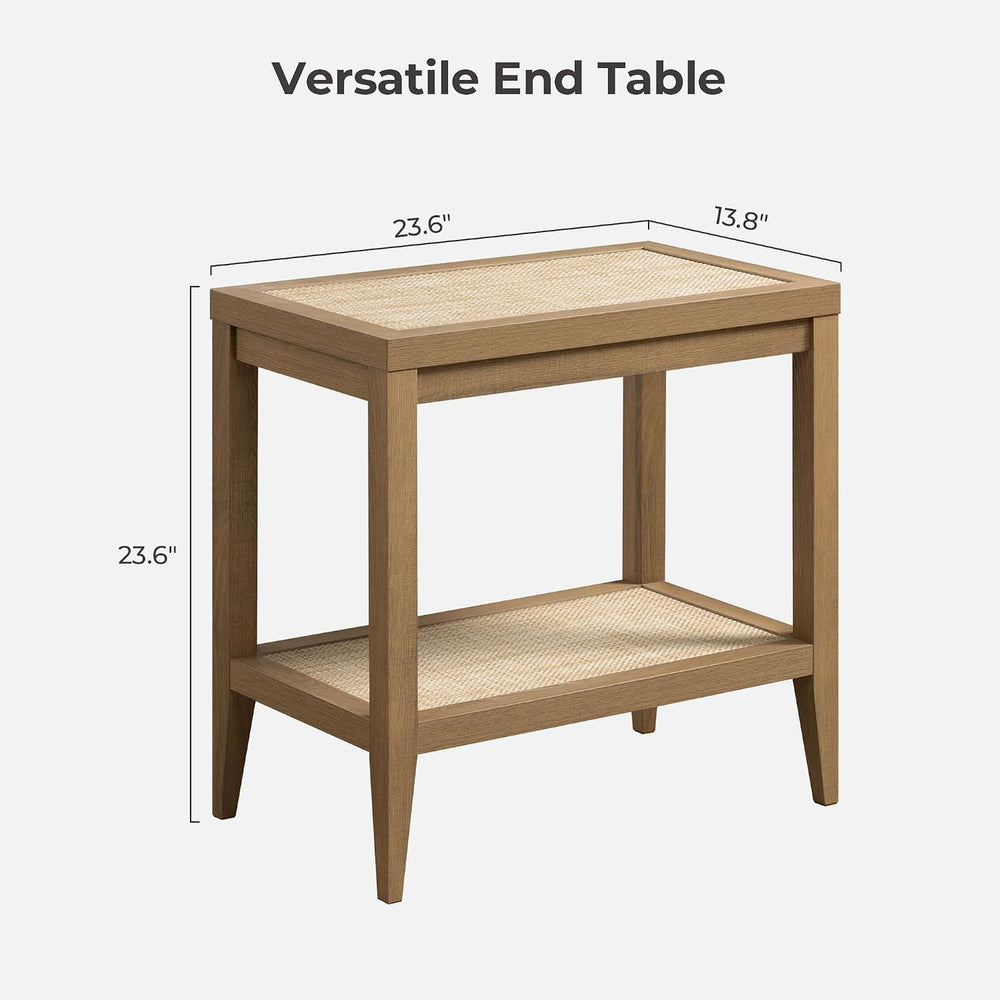 SICOTAS Rattan Side Tables Living Room Table, End Table with Storage