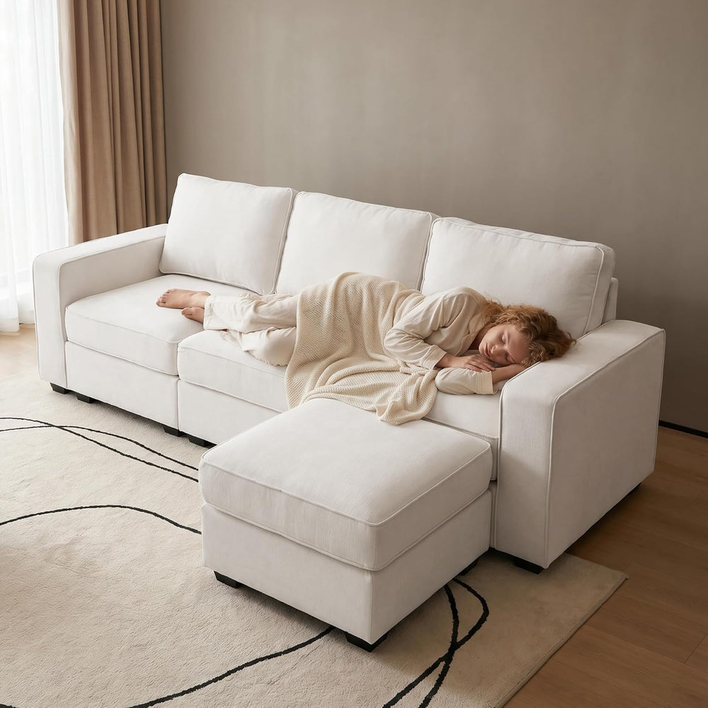 25.2" Storage Ottoman for Sofa, Modern Square Footrest with Removable Ch...
