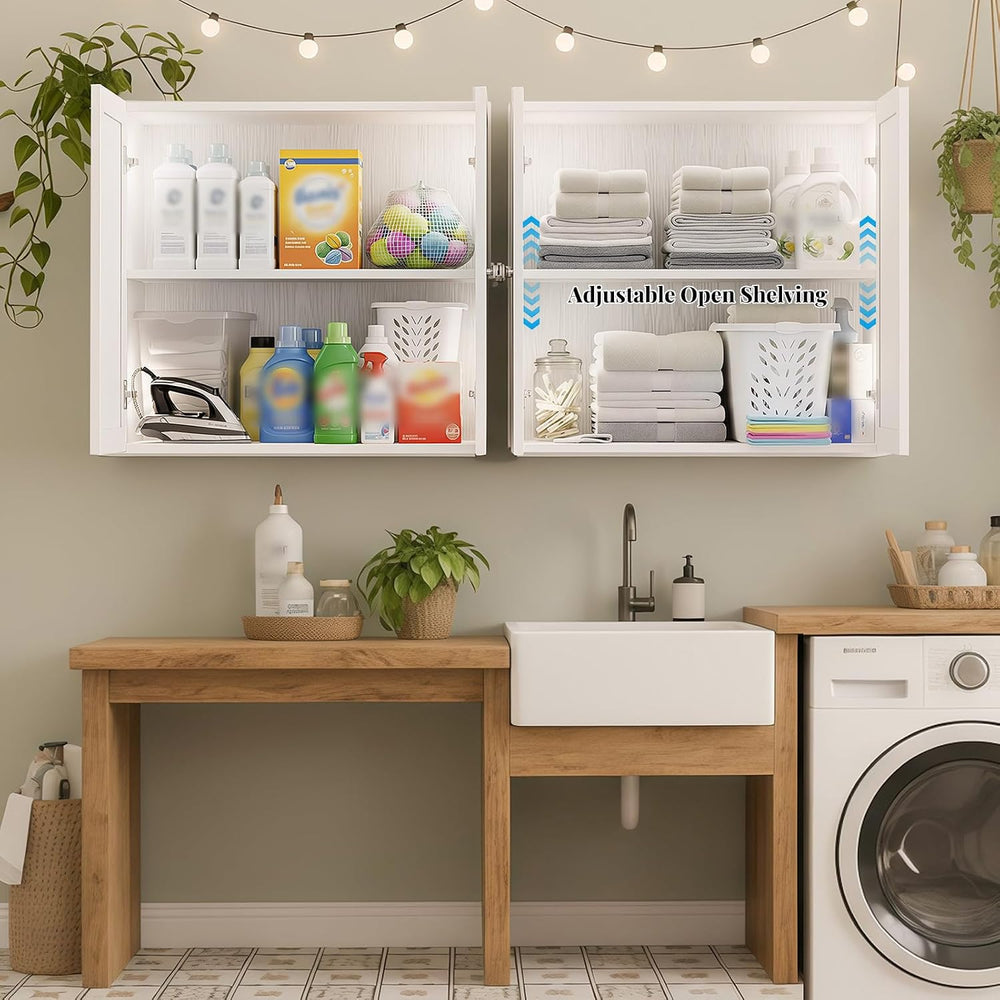 Laundry Room Cabinets with Lights, 24INCH Bathroom Cabinets Wall Mounted with...