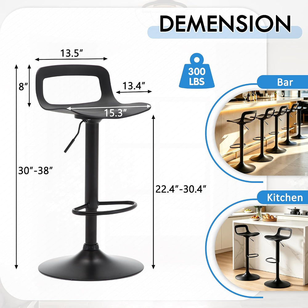 LSSPAID Bar Stools Set of 3, Adjustable Height 360° Swivel Bar Stools with Ba...