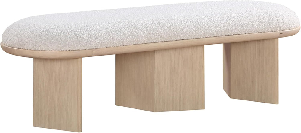 Meridian Furniture 22004Cream Wilshire Collection Art Deco Bench with Luxurio...