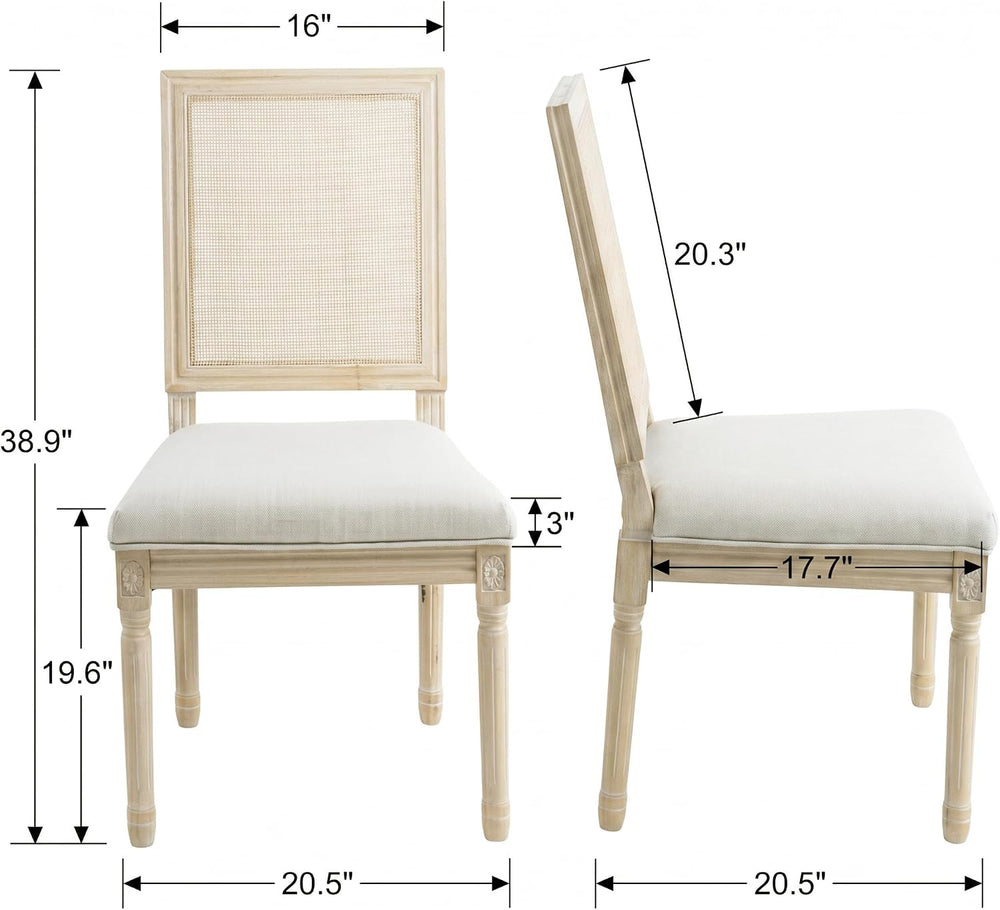 chairus Farmhouse Dining Chairs Set of 4, Rectangle Rattan Back French Countr...