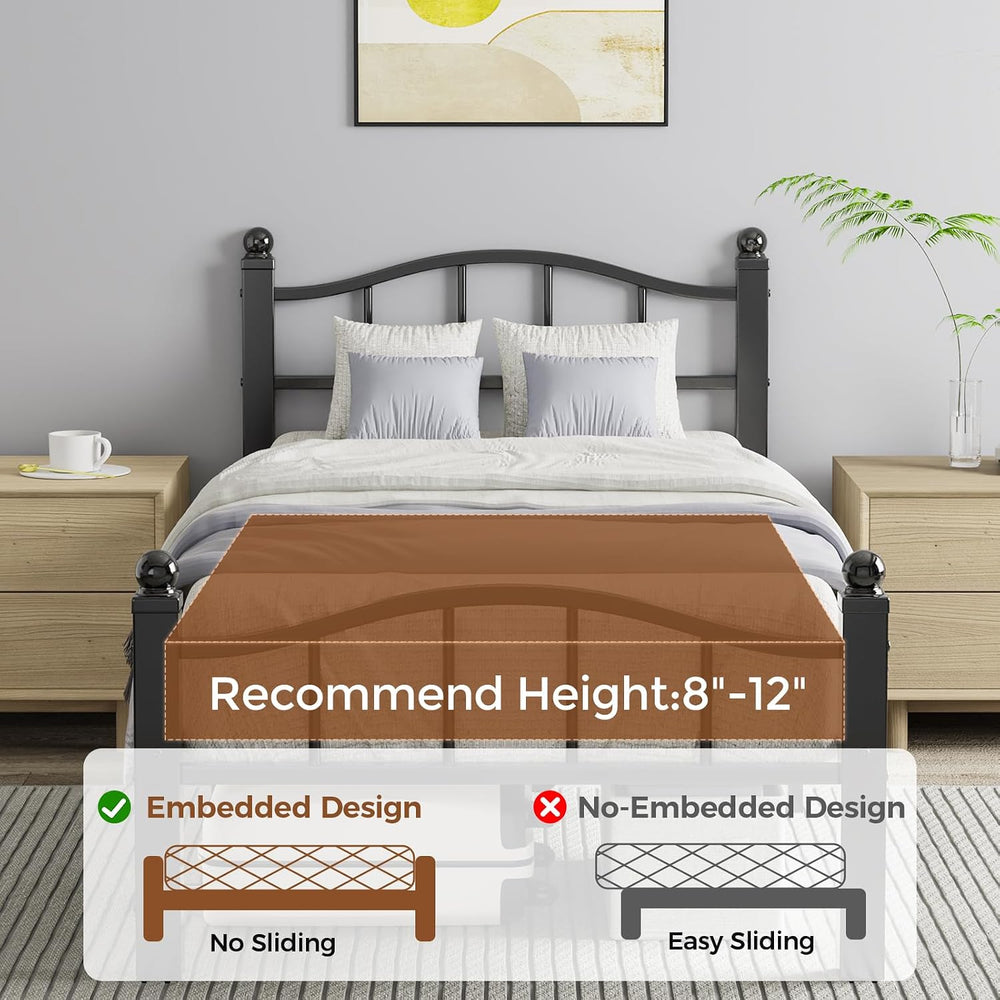 Metal Twin XL Bed Frame with Headboard