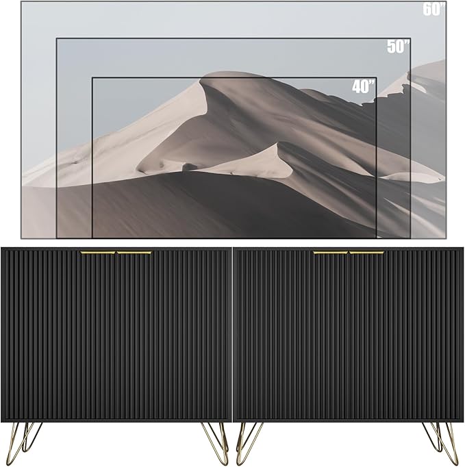 Fluted TV Stand for 60 Inch TV, Modern TV Stand, Entertainment Center w/ 2 St...