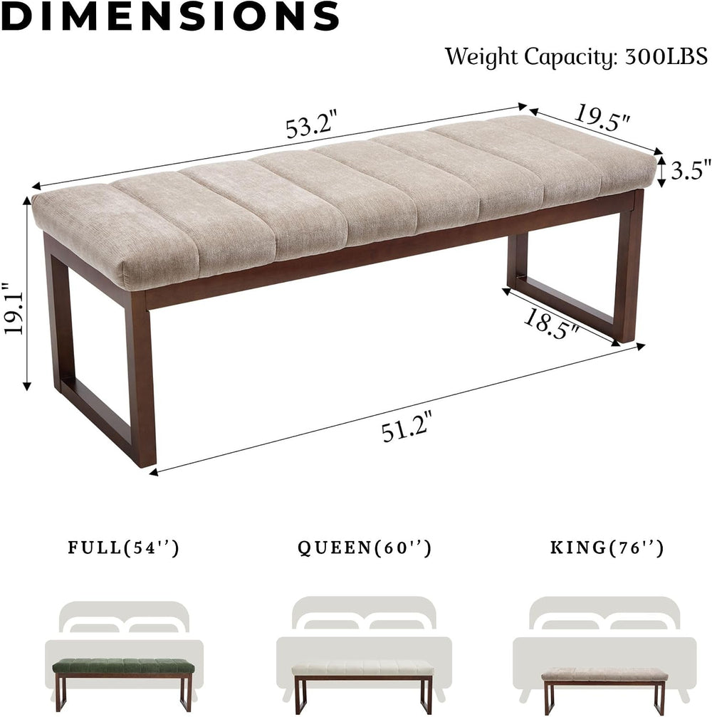 53'' Upholstered Chenille Entryway Bench, Channel Tufted End of Bed B...