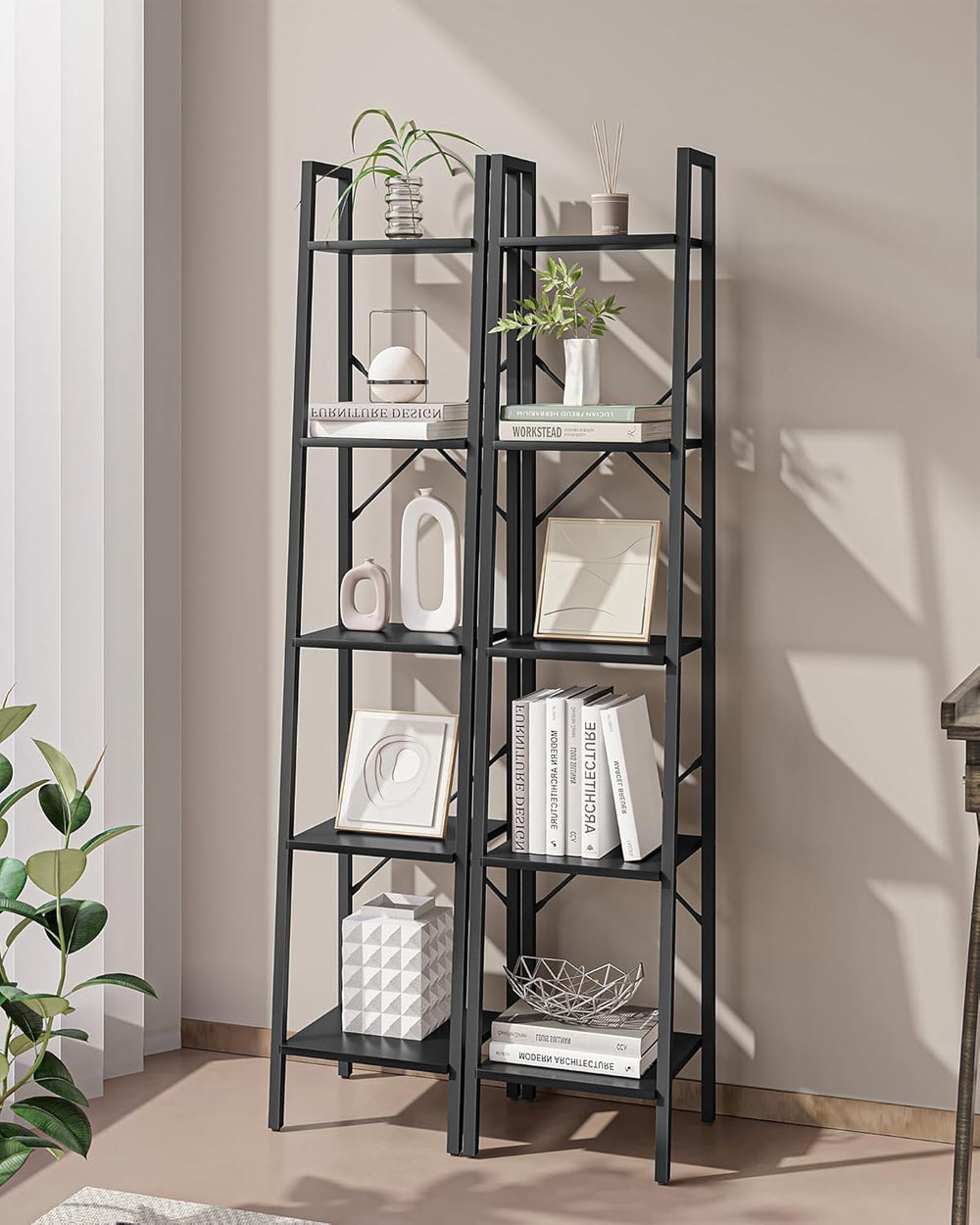 Hzuaneri Ladder Shelf, Bookshelf, Freestanding Corner Storage Shelf