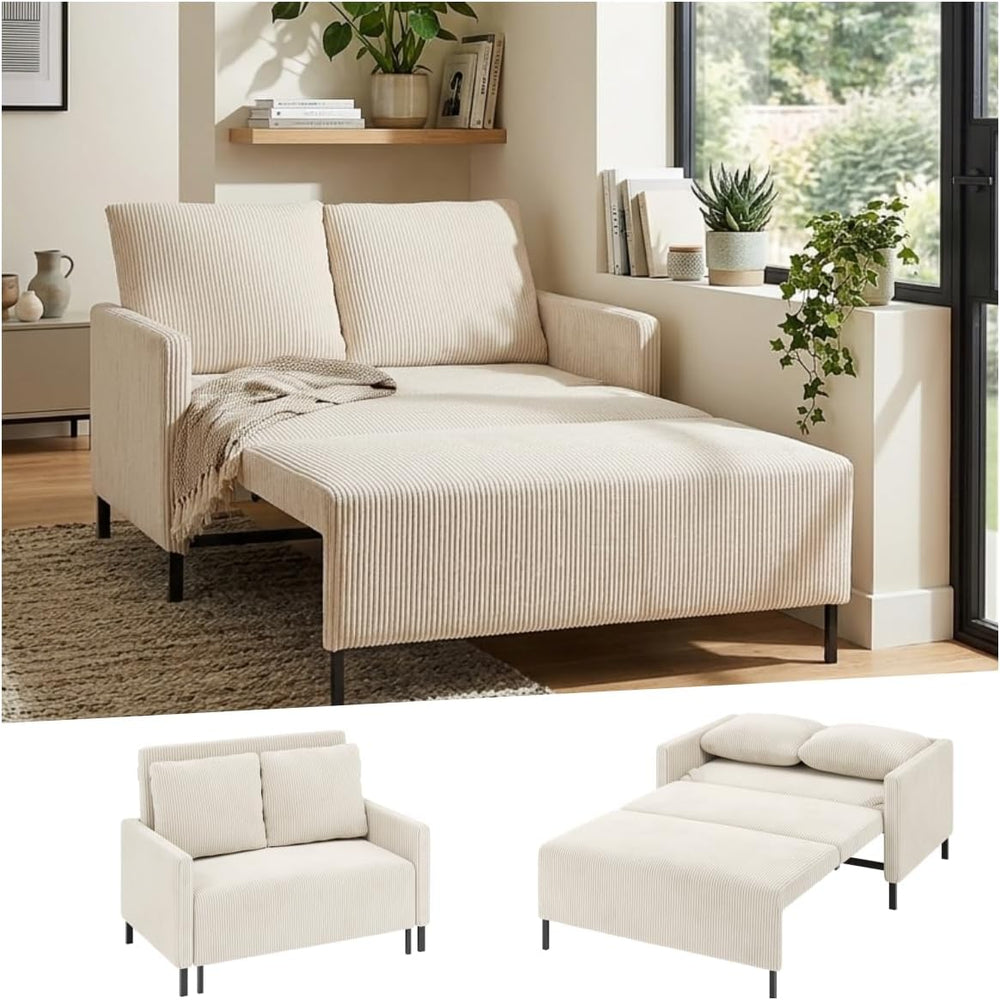 Welzona Loveseat Sleeper Sofa 47", Convertible Sofa Bed, Corduroy Love s...