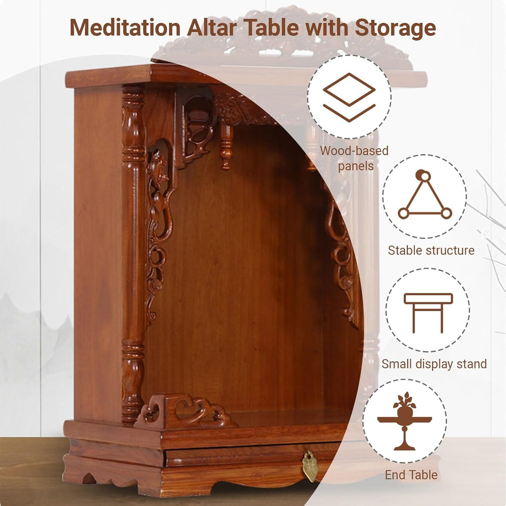 Household Wood Cabinet Personal Shrine Table with Pull-Out Storage Panel Chin...