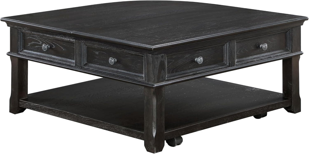 Living Room Coffee Table Storage Drawer Lift Top Open Shelves Charcoal Wooden