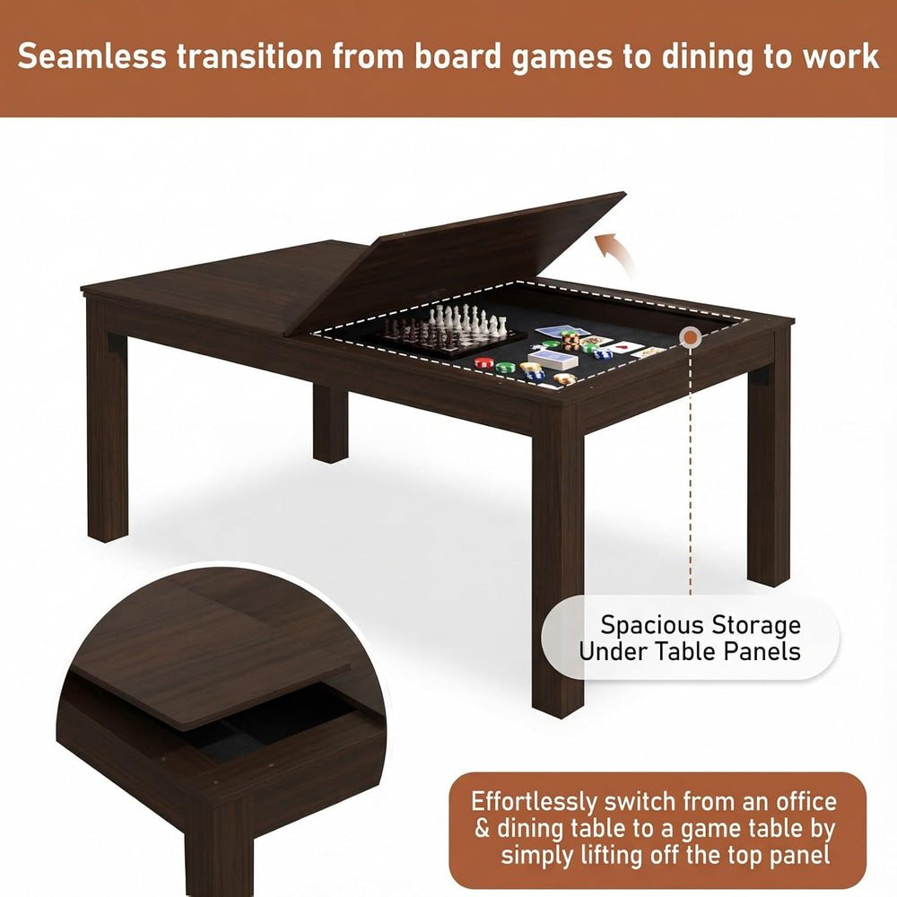 MOUMON 63” Board Game Table for 4-6 Players, Gaming & Dining Table with R...