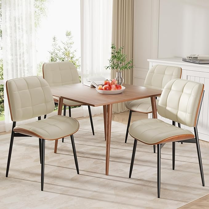 Dining Chair, Mid Century Modern Dining Room Chair with Thick Cushion, Uphols...
