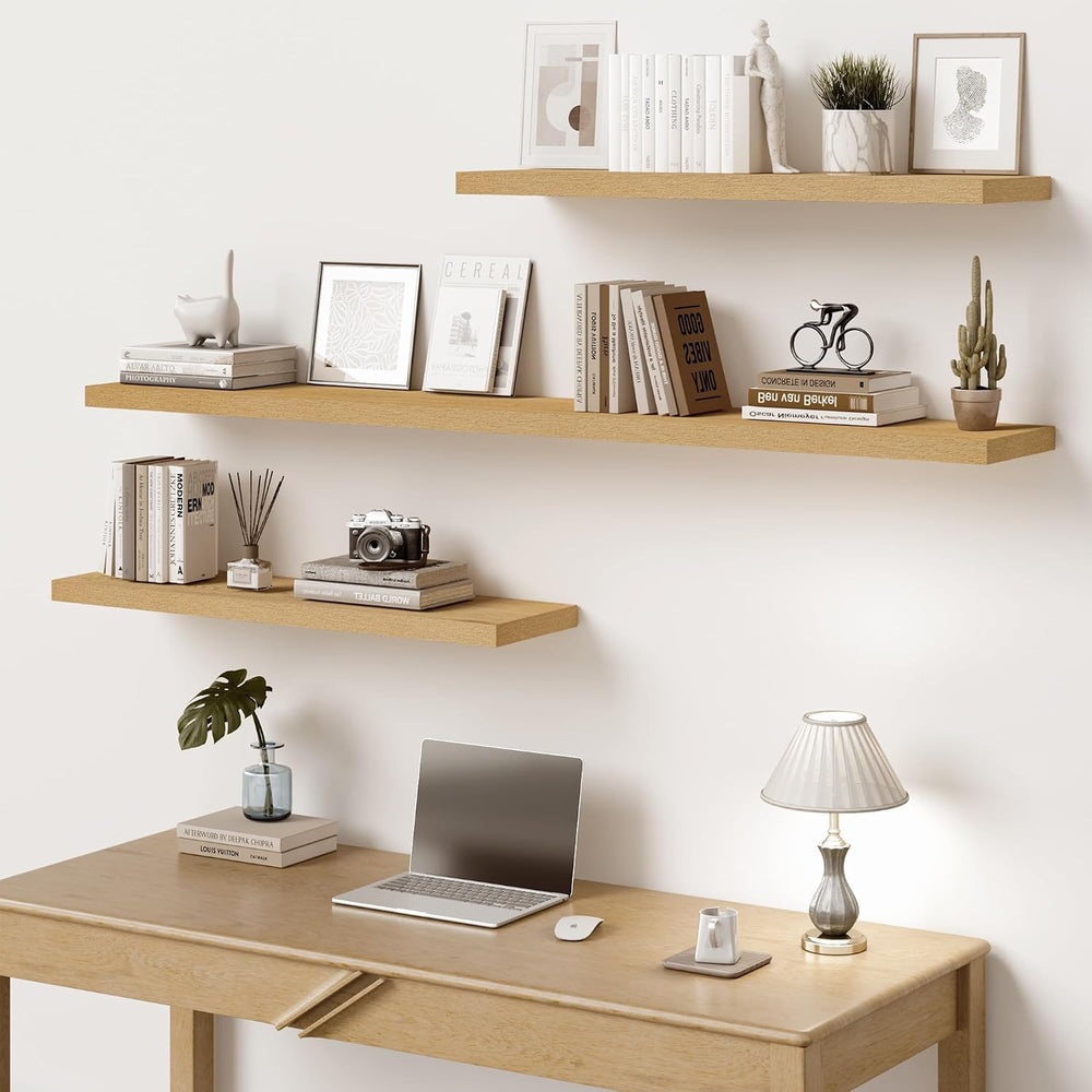Vivelove 10 in Deep Floating Shelves 16” Set of 2, Oak