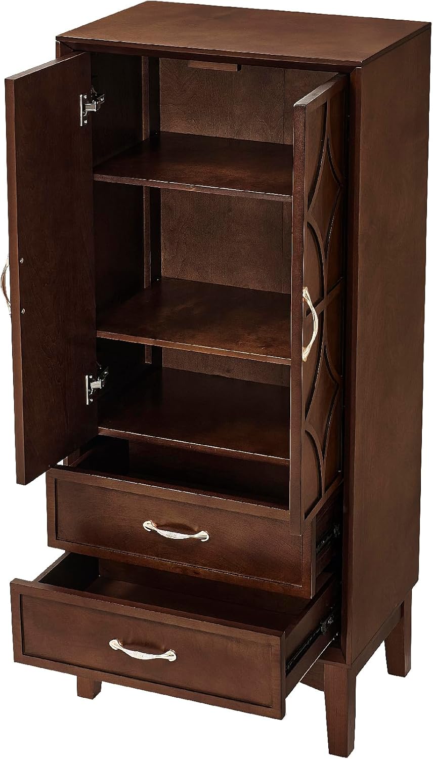53.5" Tall Kitchen Pantry Cabinet, Mid Century Modern Storage Cabinet wi...