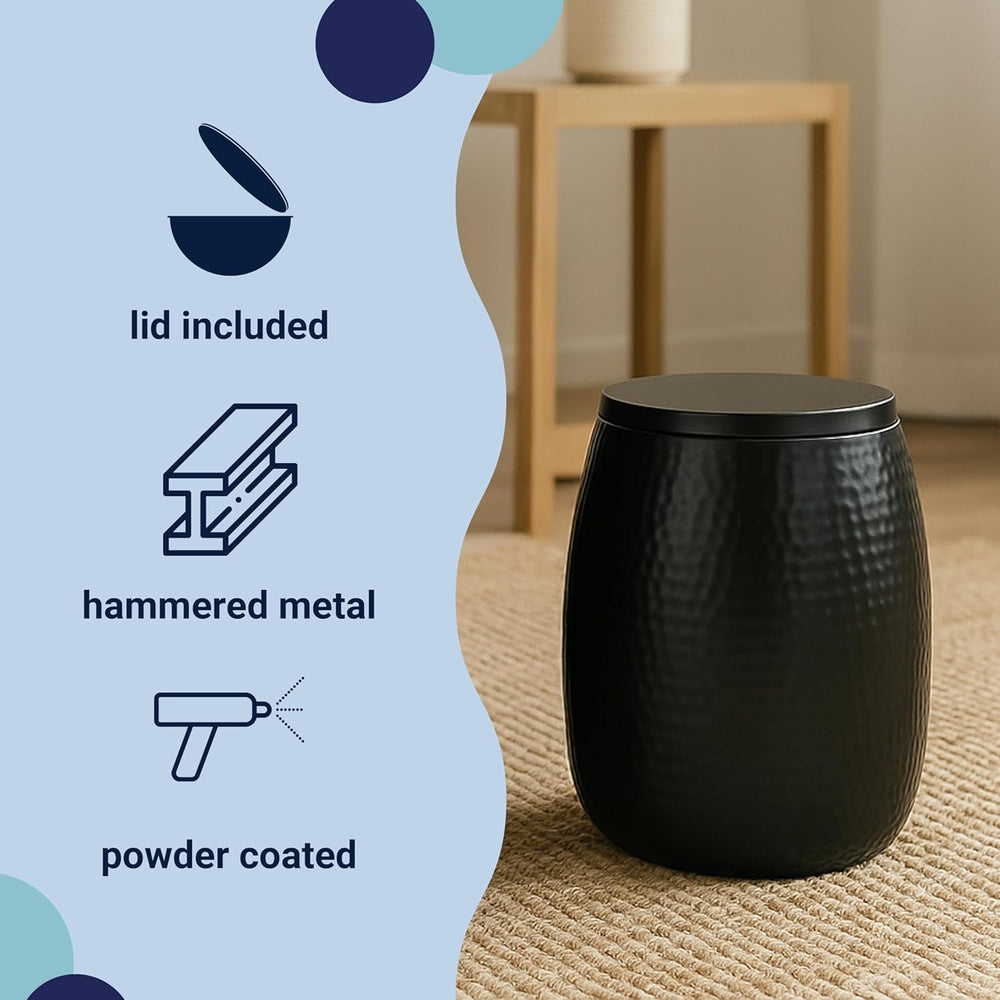 Eyely SSL2001A Estelle 15" Modern Rustic Hammered Metal Drum Storage Sid...