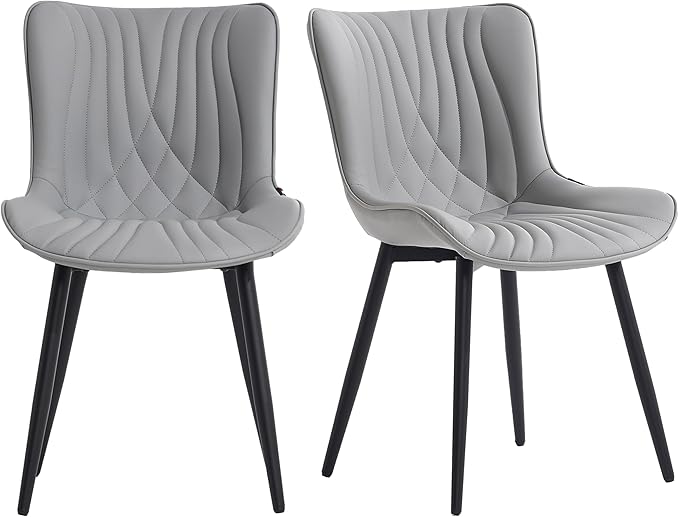 YOUTASTE Dining Chairs Set of 2, Mid Century Modern Upholstered Faux Leather ...
