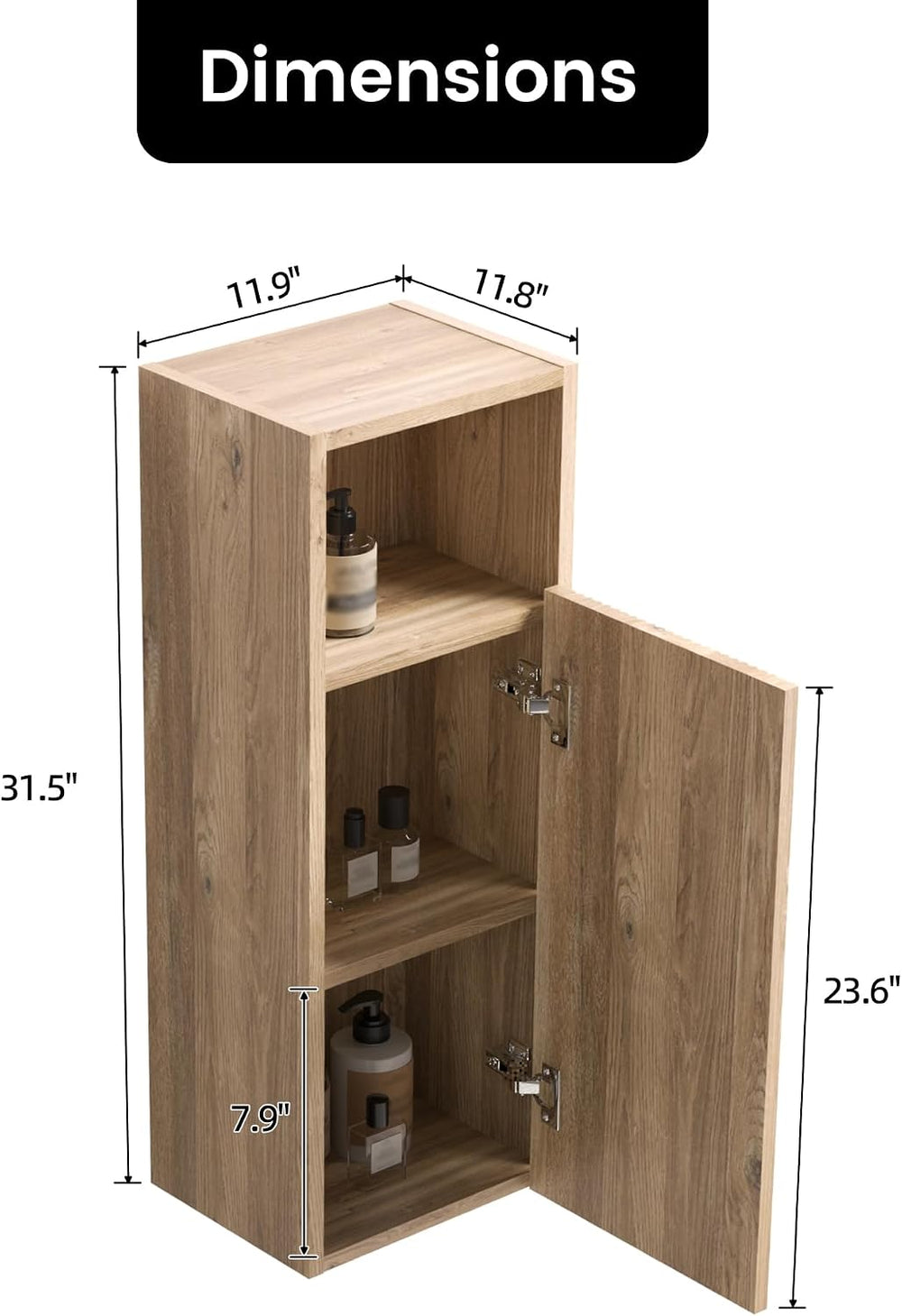 12" Floating Bathroom Storage Cabinet, Modern Bathroom Wall Cabinets wit...