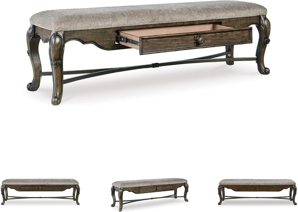 Signature Design by Ashley Maylee Upholstered Dining Bench, 63", Storage...