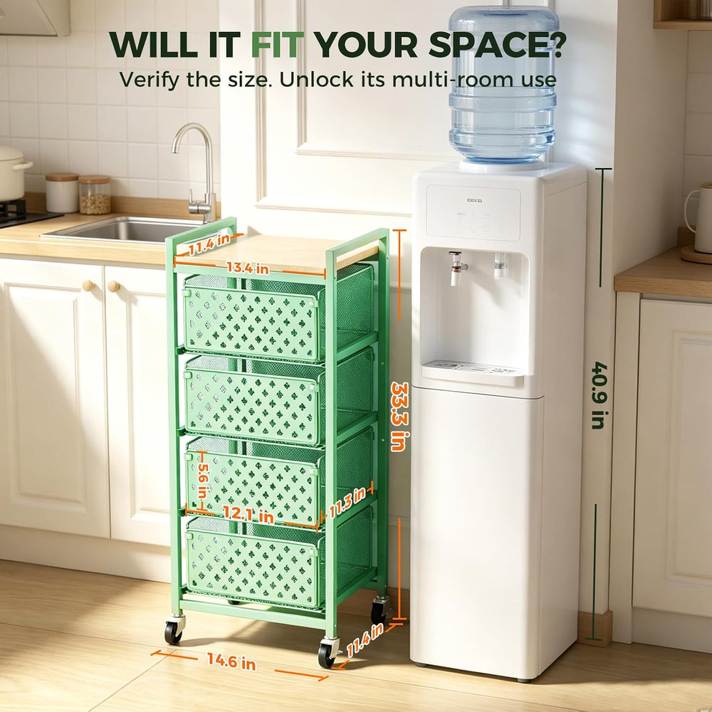 5 Tier Kitchen Storage Cart with Wheels, Utility Fruit Vegetable Storage Rack...