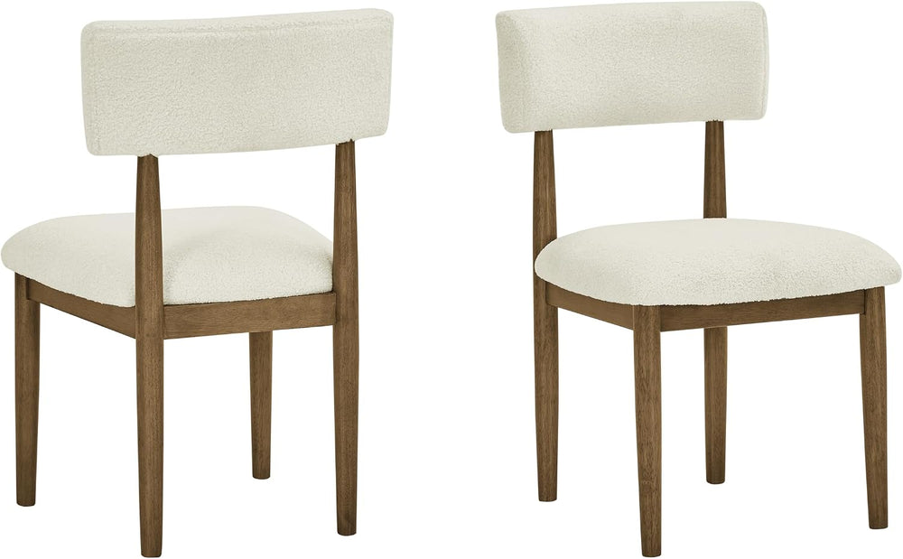 Roundhill Furniture Ellis Boucle Upholstered Dining Chairs, Set of 2, White/N...