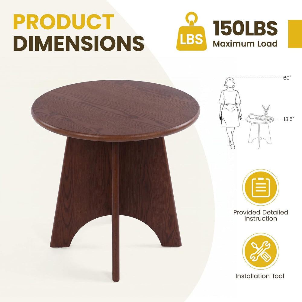 chairus Modern Sculptural Side Tables Set of 2, 17.5" Round End Table wi...