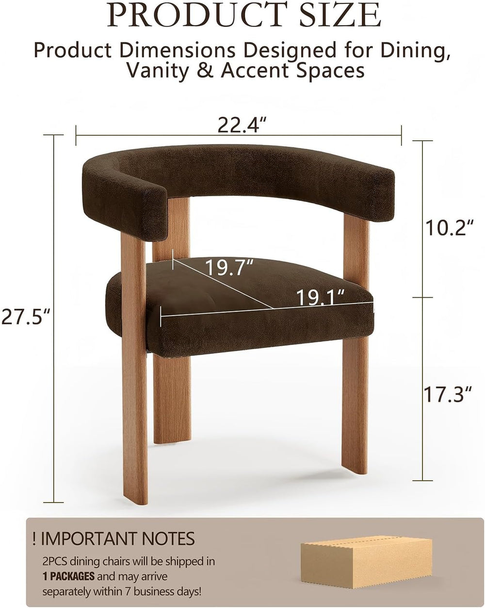 Gaussen Boucle Dining Chairs Set of 2,Terry Upholstered Dining Room Chairs wi...