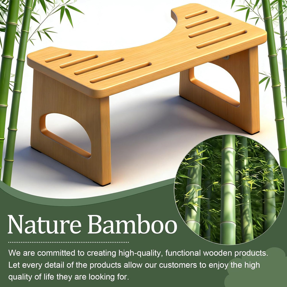 Foldable Toilet Stool, Poop Stool for Bathroom, Bamboo Toilet Stool Squat Adu...