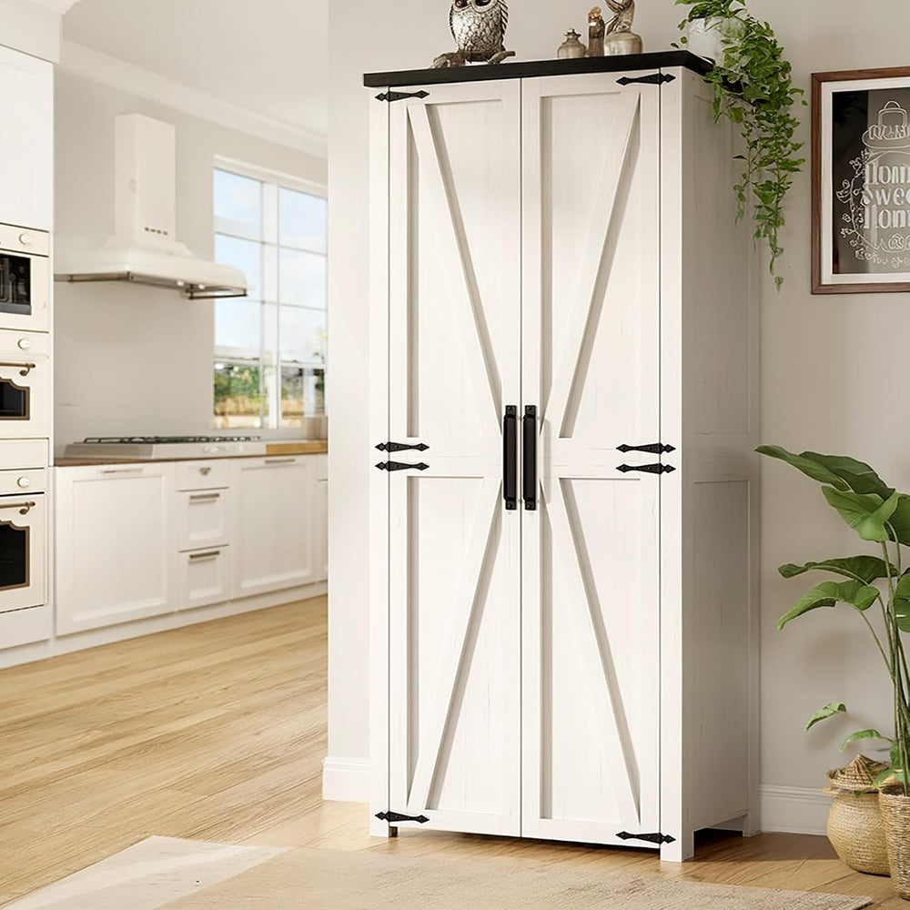 Furnaza Farmhouse 72" H Kitchen Pantry Cabinet with Adjustable Shelves |...