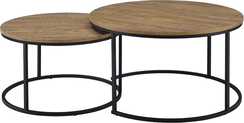 35" Textured Mango Wood Nesting End Table, Nesting End Tables with Open ...
