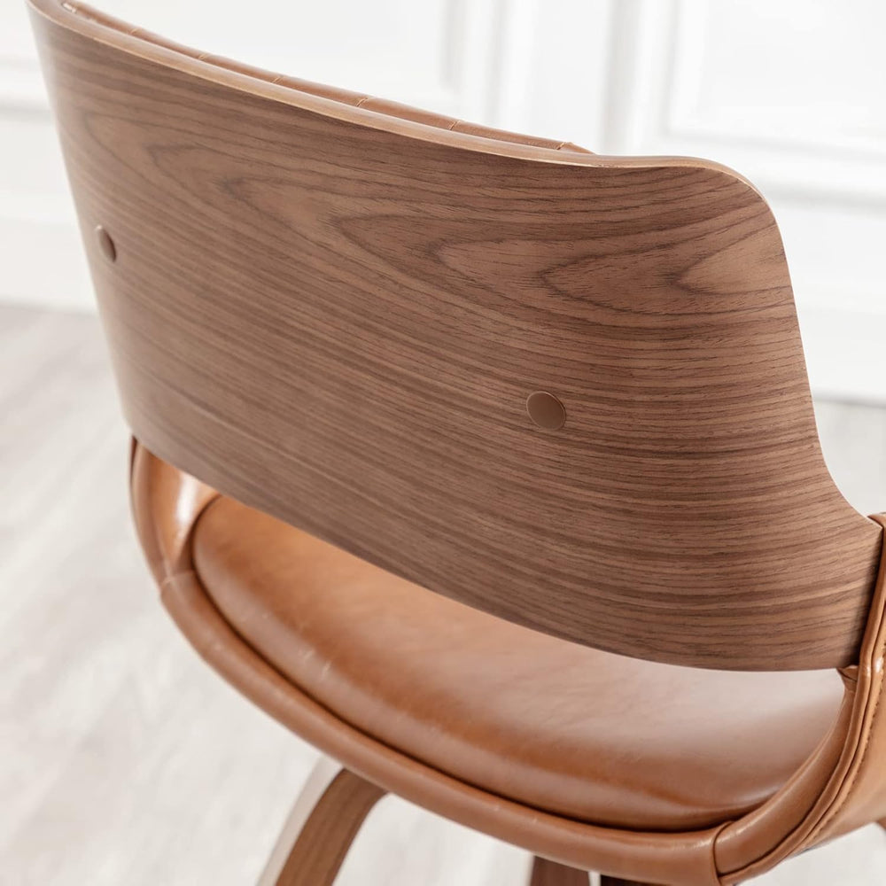 LUNLING Swivel Accent Faux Leather Dining Chairs, Mid Century Modern Chairs w...