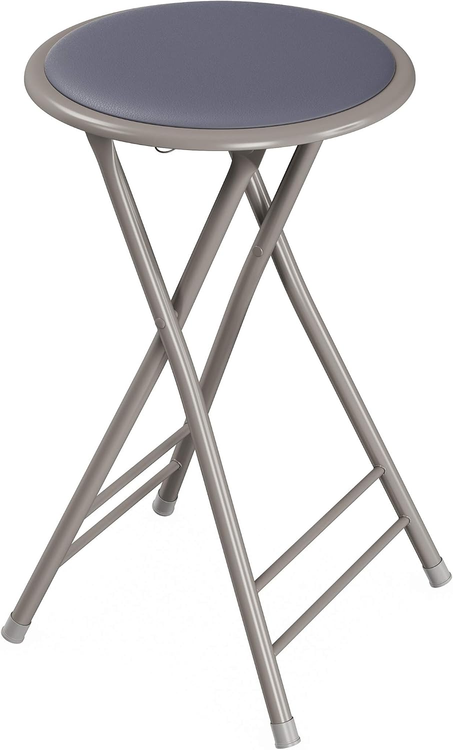 Lavish Home Folding Stool with Padded Backless Seat, Gray, 24 Inch
