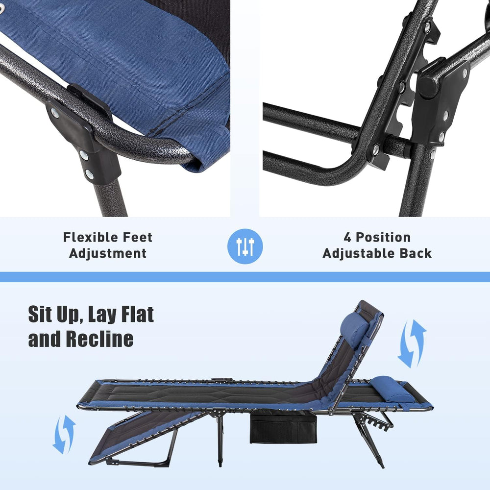 Flamaker Folding Chaise Lounge Outdoor Portable Lounge Chairs 4-Position Adju...
