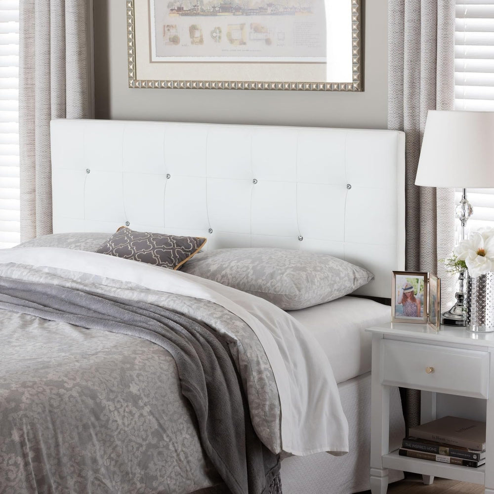 Pemberly Row Modern Faux Leather Tufted Queen Panel Headboard, 22.5" H x...