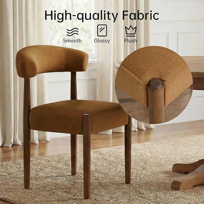 VKNOW Wooden Dining Chairs Set of 2, Modern Upholstered Dining Room Chairs wi...