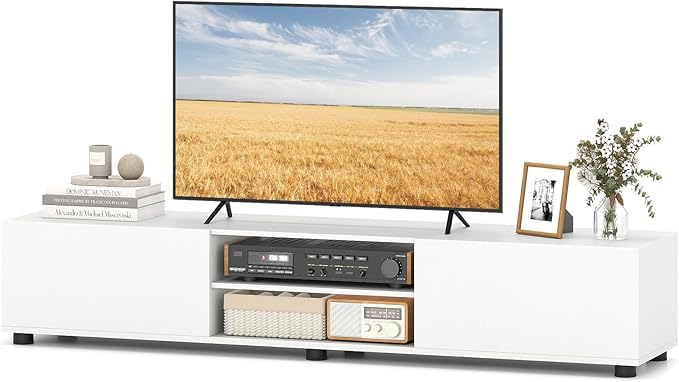 Tangkula Modern TV Stand for up to 70” TVs, 63”L Minimalist Entertainment Cen...