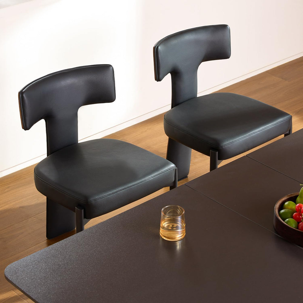 GrandNoor Black Dining Chairs Set of 2,Faux Leather Dining Chairs with Soft C...