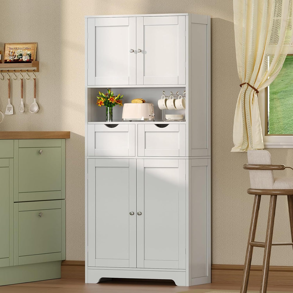 TEENFON 57.8" H Tall Bathroom Storage Cabinet with 4 Doors & 2 Adjus...