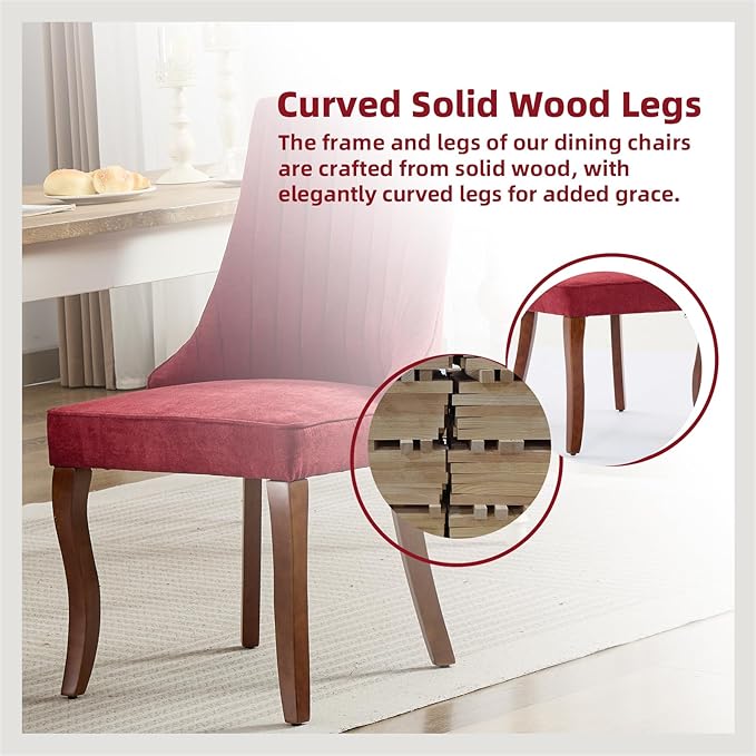 Linen Dining Chairs Set of 6,Fabric Channel Tufted Kitchen Chairs, Upholstere...
