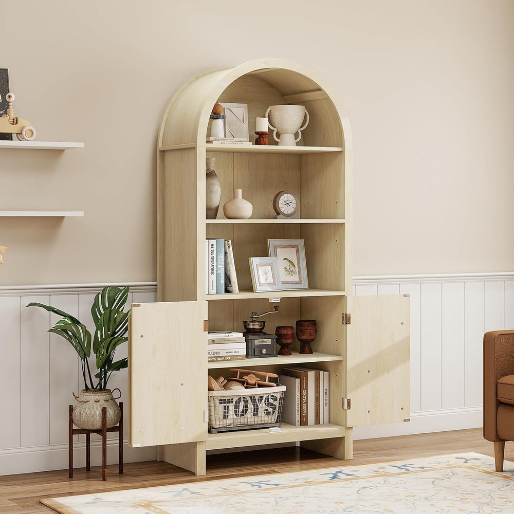 Arched Kitchen Pantry Storage Cabinet w/Adjustable Shelves, 2 Doors, 70.2&quo...
